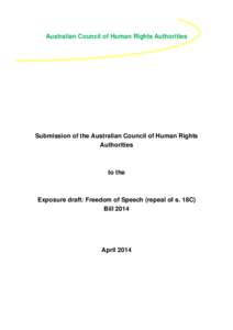 Australian Council of Human Rights Authorities  Submission of the Australian Council of Human Rights Authorities  to the