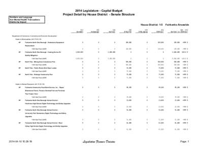 2014 Legislature - Capital Budget Project Detail by House District - Senate Structure Numbers and Language Non Mental Health Transactions District by Impact