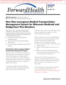 New Non-emergency Medical Transportation Management System for Wisconsin Medicaid and BadgerCare Plus Members