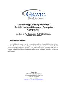 Availability Corner: Achieving Century Uptimes