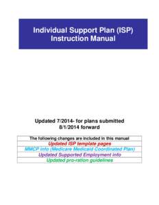 INDIVIDUAL SUPPORT PLAN (ISP)