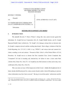 Case 4:14-cvDocument 54 Filed in TXSD onPage 1 of 15  UNITED STATES DISTRICT COURT SOUTHERN DISTRICT OF TEXAS HOUSTON DIVISION §