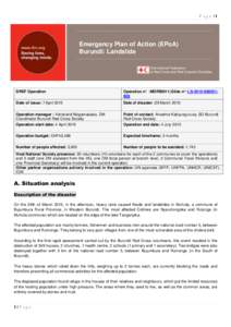 Page |1  Emergency Plan of Action (EPoA) Burundi: Landslide  DREF Operation