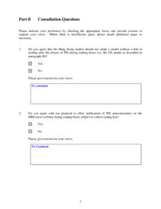 QUESTIONNAIRE ON INTRODUCTION OF A T+2 FINALITY ARRANGEMENT FOR CCASS MONEY SETTLEMENT