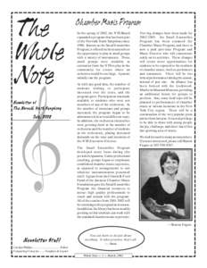 The Whole Note Newsletter of The Norwalk Youth Symphony July, 2002