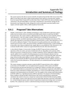 Public Draft, Bay Delta Conservation Plan: Appendix 9A, Economic Benefits of the BDCP and Take Alternatives