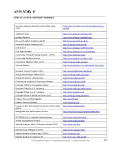 APPENDIX E INDEX OF JUSTICE COMPONEN T WEBSITES Am erican Indian an d Alaska Native Affairs Desk (OJP)