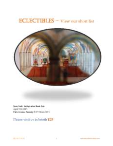 Eclectibles –  View our short list New York Antiquarian Book Fair April 9-12, 2015