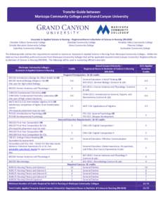 Transfer Guide between Maricopa Community Colleges and Grand Canyon University Associate in Applied Science in Nursing – Registered Nurse to Bachelor of Science in Nursing (RN-BSN) Chandler-Gilbert Community College Gl