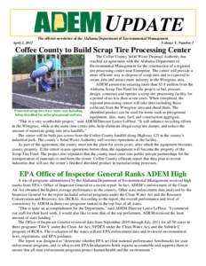 UPDATE April 2, 2012 The official newsletter of the Alabama Department of Environmental Management Volume V, Number 2