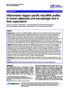 Inflammation triggers specific microRNA profiles in human adipocytes and macrophages and in their supernatants