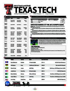 TEXAS TECH 2012 Track and Field 11 NCAA Champions[removed]Big 12 Outdoor Champions