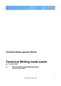 Technical Notes, general Series  Technical Writing made easier rev. 1.1, March 2002 by