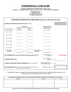 SUPPLEMENTAL CLAIM FORM Securities and Exchange Commission (SEC) v Franco, et al, US District Court, Southern District of New York, case no. 01-CV[removed]JGK) (CONSOLIDATED)  Richard Weissman, Esq.