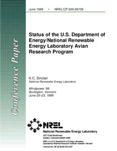 Golden /  Colorado / National Renewable Energy Laboratory / United States Department of Energy National Laboratories / Altamont Pass Wind Farm / Wind farm / Wind power / Wind turbine / Wind power in the United States / Environmental impact of wind power / Energy / Technology / Battelle Memorial Institute