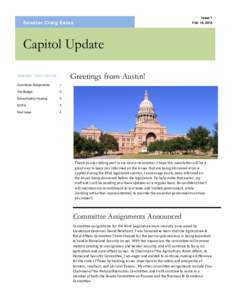 Issue 1  Senator Craig Estes Feb. 18, 2013