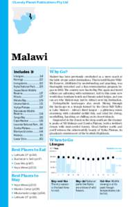 ©Lonely Planet Publications Pty Ltd  Malawi Lilongwe......................... 114 Karonga..........................122 Livingstonia....................122
