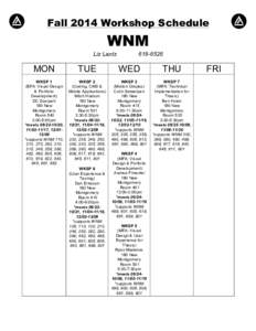 Fall 2014 Workshop Schedule  WNM Liz Lantz