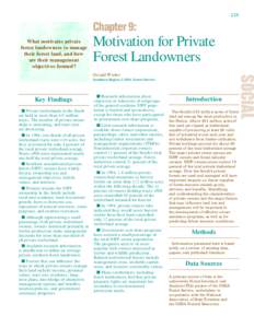 Chapter 9 (SOCIO-4): Motivation for Private Forest Landowners