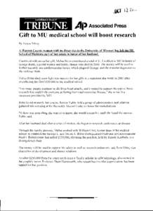 ___  CQU..lMBIA.DAiLY _ __ TRIBUNE Ap Associated Press Gift to MU llledical school will boost research