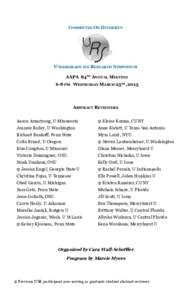 COMMITTEE ON DIVERSITY  UNDERGRADUATE RESEARCH SYMPOSIUM AAPA 84TH ANNUAL MEETING 6-8 PM WEDNESDAY MARCH 25TH, 2015