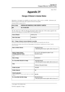 Appendix 3Y Change of Director’s Interest Notice Rule 3.19A.2 Appendix 3Y Change of Director’s Interest Notice