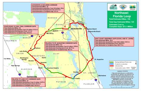 JACKSONVILLE BALDWIN CORRIDOR Total Estimated Miles: 25 Total Estimated Acquisition Cost (24 miles): $3m Total Estimated Development Cost: $12.5 m Total Estimated to Complete Gap: $13 m Callahan