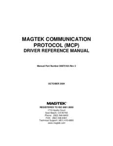 MagTek Communication Protocol (MCP), Driver Reference Manual