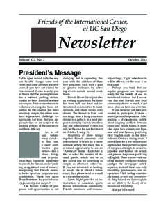 Friends of the International Center, at UC San Diego Newsletter  Volume XLI, No. 2