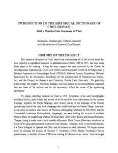 INTRODUCTION TO THE HISTORICAL DICTIONARY OF CHOL (MAYAN)