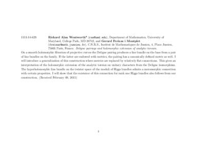 Richard Alan Wentworth* (), Department of Mathematics, University of Maryland, College Park, MD 20742, and Gerard Freixas i Montplet (), C.N.R.S., Institut de Mathematiques 