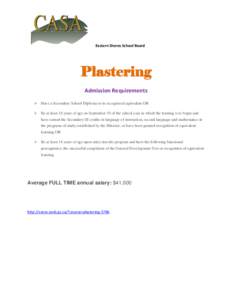 Eastern Shores School Board  Plastering Admission Requirements 