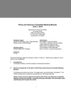 Policy and Advocacy Committee Minutes june 2010