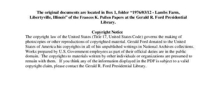 Gerald Ford / Libertyville /  Illinois / Gerald R. Ford Presidential Library / Lambs Farm / Copyright law of the United States / Copyright / Lake County /  Illinois / Chicago metropolitan area / Information