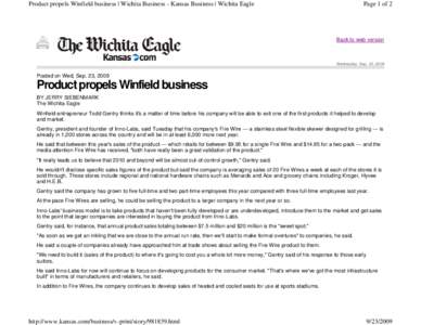 Product propels Winfield business | Wichita Business - Kansas Business | Wichita Eagle  Page 1 of 2 Back to web version