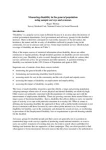 Disability / Educational psychology / Special education / Population / Healthy Life Years / Mental disorder / Quality of life / Mental health / Developmental disability / Medicine / Health / Science