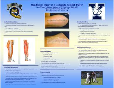 Quadriceps Injury in a Collegiate Football Player Lacey Wismer*; Richard Kaplan# ATC; Todd Botto* PhD, ATC *Quinnipiac University, Hamden, CT #Yale University, New Haven, CT  Operating Room Notes: