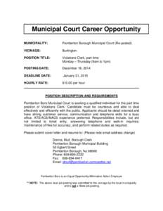 Microsoft Word - Job Posting Pemberton Boro VB Clerk Nov 2014