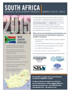 SOUTH AFRICA[removed]BUSINESS DEVELOPMENT MISSION