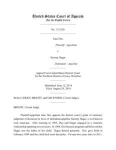 United States Court of Appeals For the Eighth Circuit ___________________________ No[removed]___________________________ Jane Doe