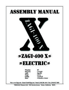 Assembly Manual  =ZAGI-400 X= =ELECTRIC=