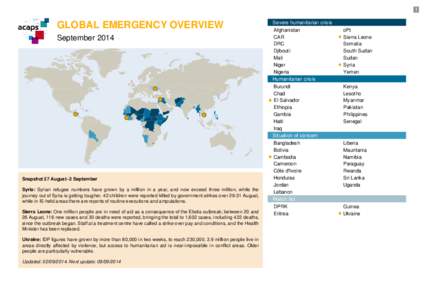 1  GLOBAL EMERGENCY OVERVIEW September[removed]Snapshot 27 August–2 September