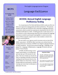 The English Language Learner Program  WCPS ELL Strategy of the Month
