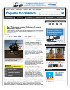 Aviation / Aeronautics / Aircraft / Avionics / Robotics / Unmanned aerial vehicle / Wireless / Helicopter / Boeing A160 Hummingbird / Autonomous robot / Air medical services / Pilot
