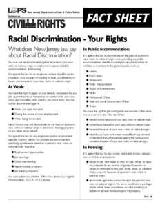 New Jersey Department of Law & Public Safety Division on FACT SHEET  Racial Discrimination - Your Rights