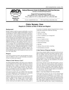 ARCH Factsheet Number 1, January, 1992  National Resource Center for Respite and Crisis Care Services A Division of the National Respite Network  Access to
