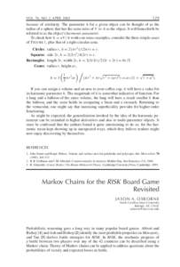 129  VOL. 76, NO. 2, APRIL 2003 because of similarity. The parameter h for a given object can be thought of as the radius of a sphere that has the same ratio of V to A as the object. It will henceforth be