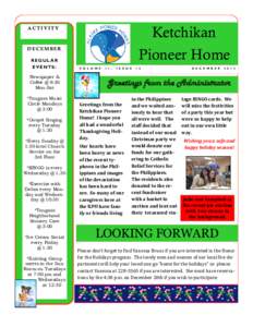 Ketchikan Pioneer Home ACTIVITY  DECEMBER