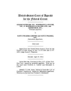 United States Court of Appeals for the Federal Circuit ______________________ GILEAD SCIENCES, INC., HOFFMANN-LA ROCHE, INC., F. HOFFMANN-LA ROCHE, LTD., AND