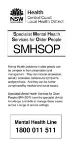 Specialist Mental Health Services for Older People (SMHSOP)